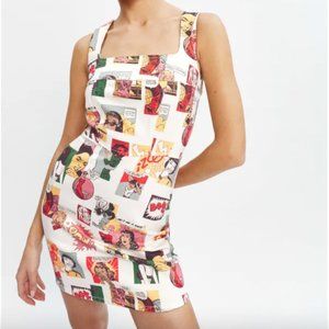 NWT Reformation Davies Bustier Denim Mini Dress in Comic Book